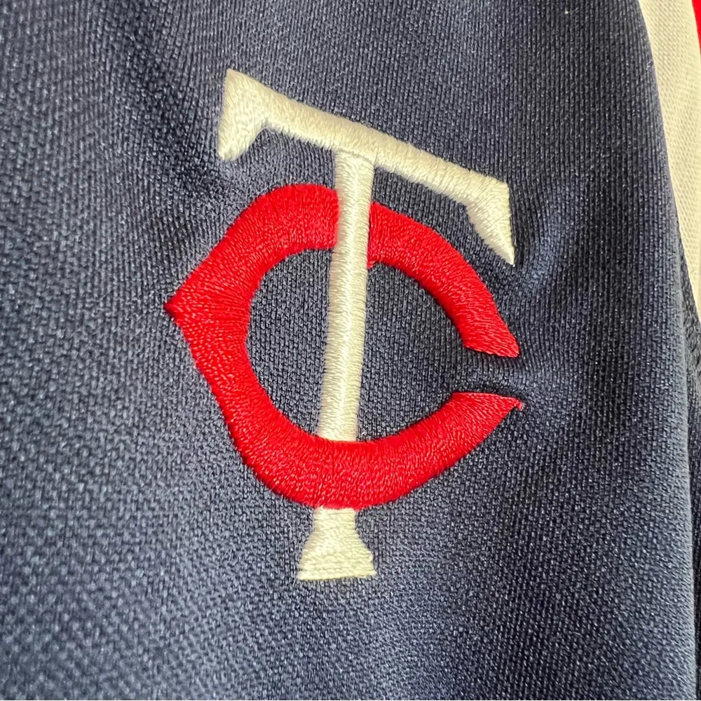 Majestic MLB Minnesota Twins Baseball V-Neck Navy Jersey Shirt Women’s Size 2XL - Image 4