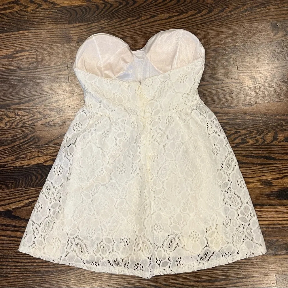 Choies White Lace Strapless Sweetheart Neckline Dress‎ Large Coquette Coastal - Image 2