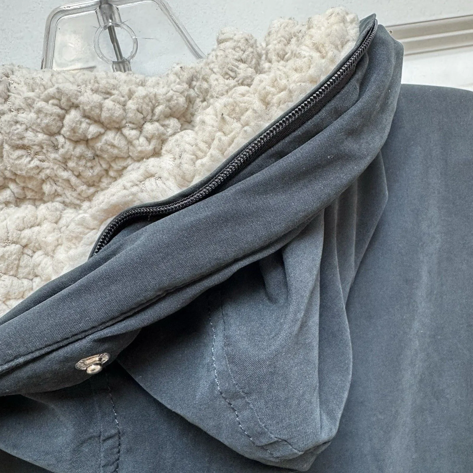 Abercrombie & Fitch Black Military Parka Sherpa-Lined Hooded Small *no Fur Trim* - Image 10