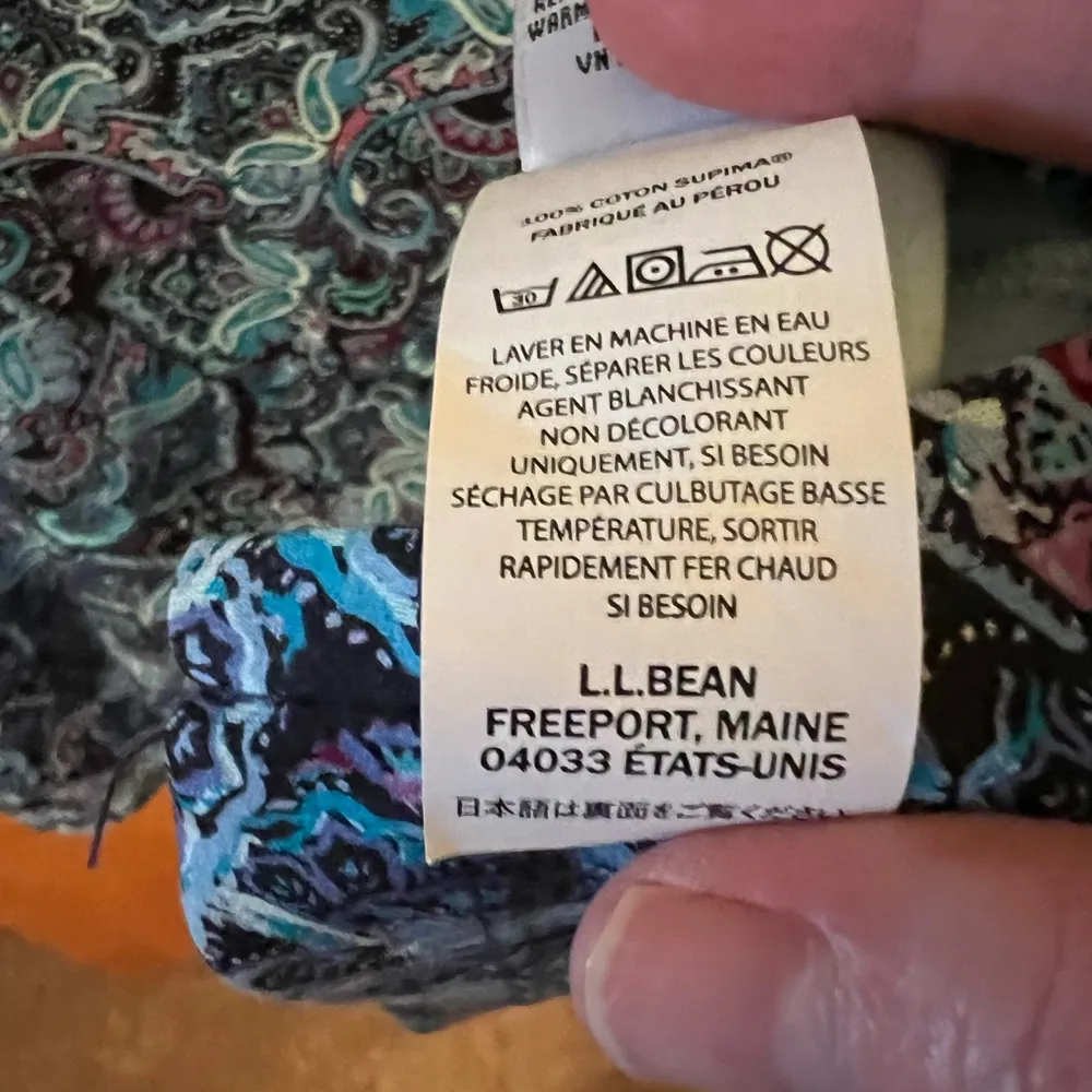 LL Bean V-Neck Paisley Print Dress Aqua Blue 100% Supima Cotton Small Regular - Image 7