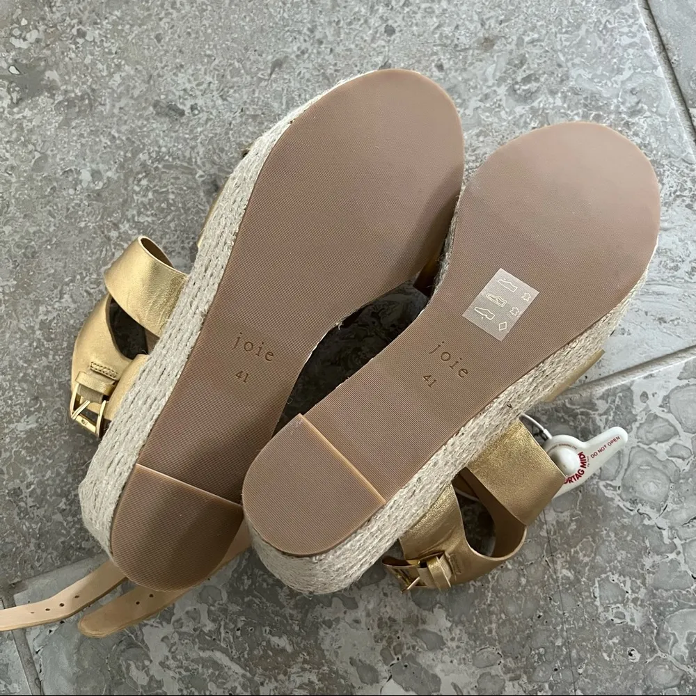New JOIE Gaelyn Espadrilles Platform Sandals, Light Gold Size 41 New in Box $278 - Image 11