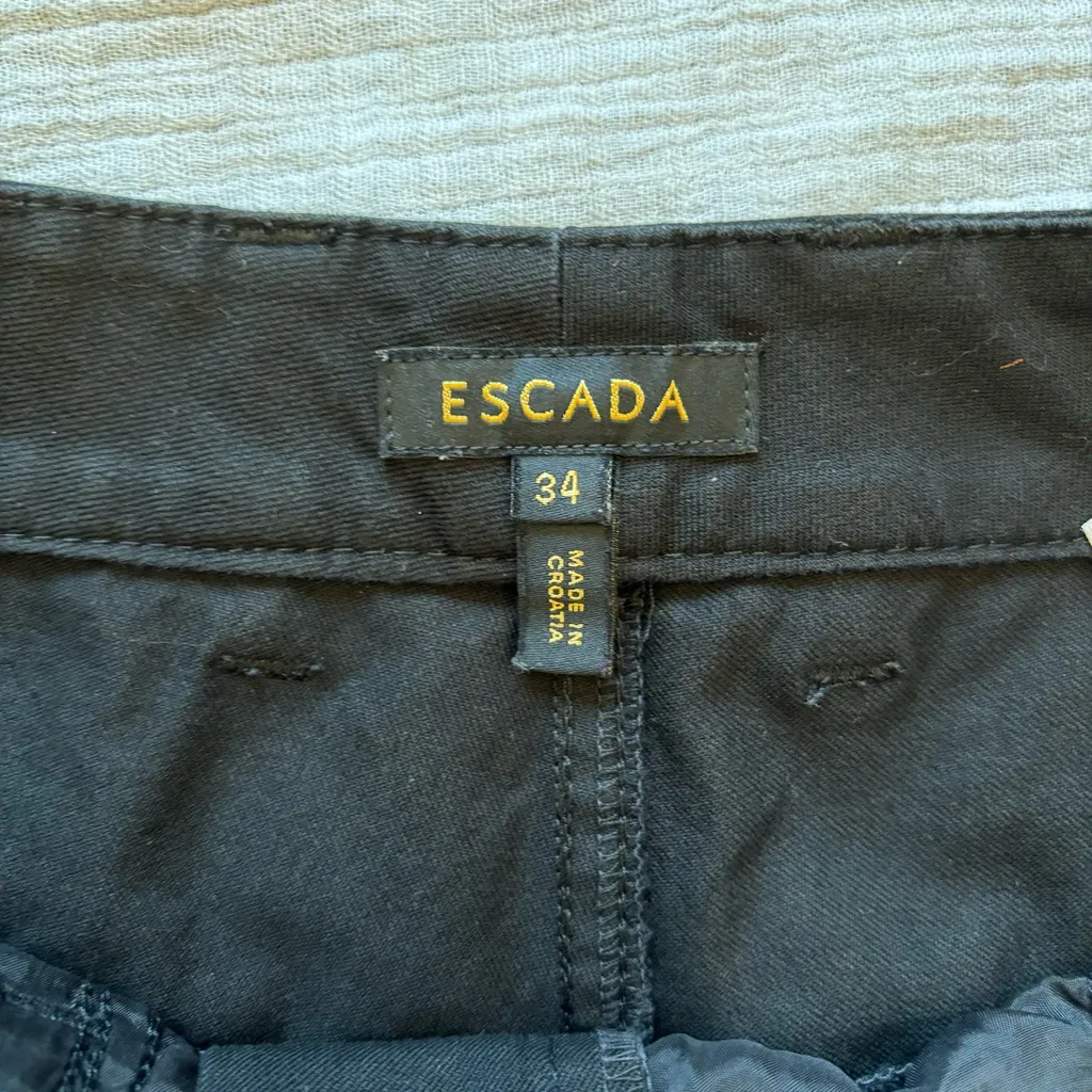 Escada Black Wide Leg raw‎ hem gold accents EU 34/US 2 Size undefined - Image 7