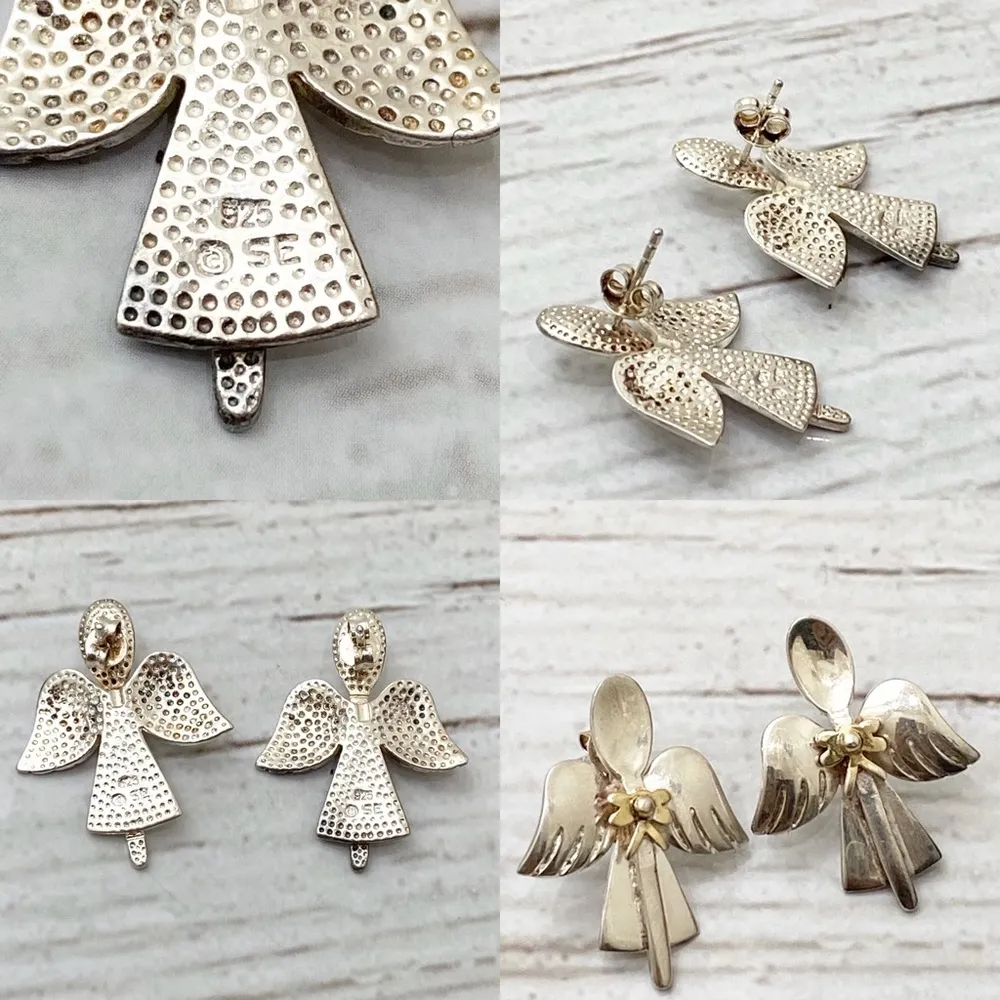 Southern Sterling Silver 2-tone Angel Earrings - Image 15