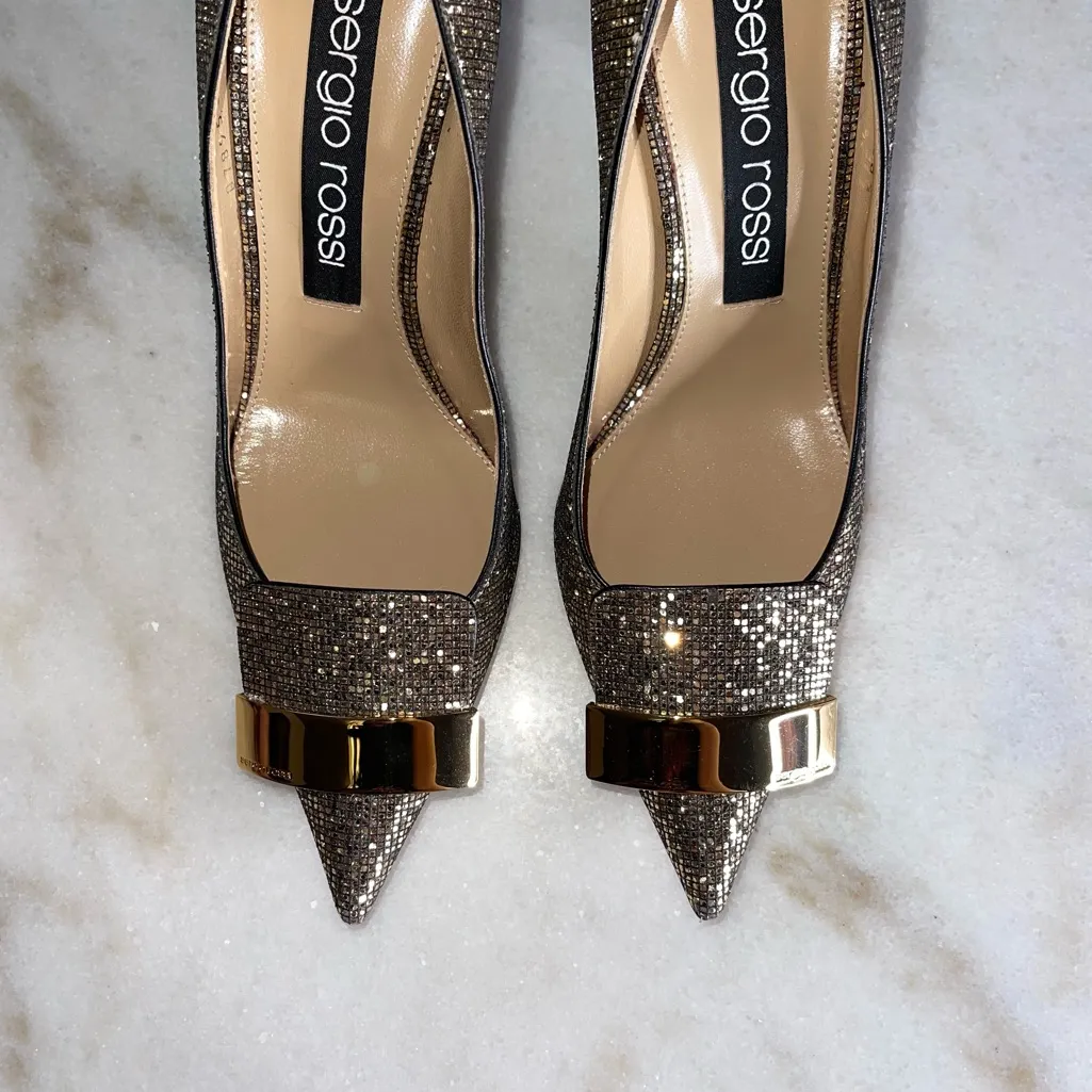 Sergio Rossi SR1 Glitter Pointed Toe Pump - Image 10