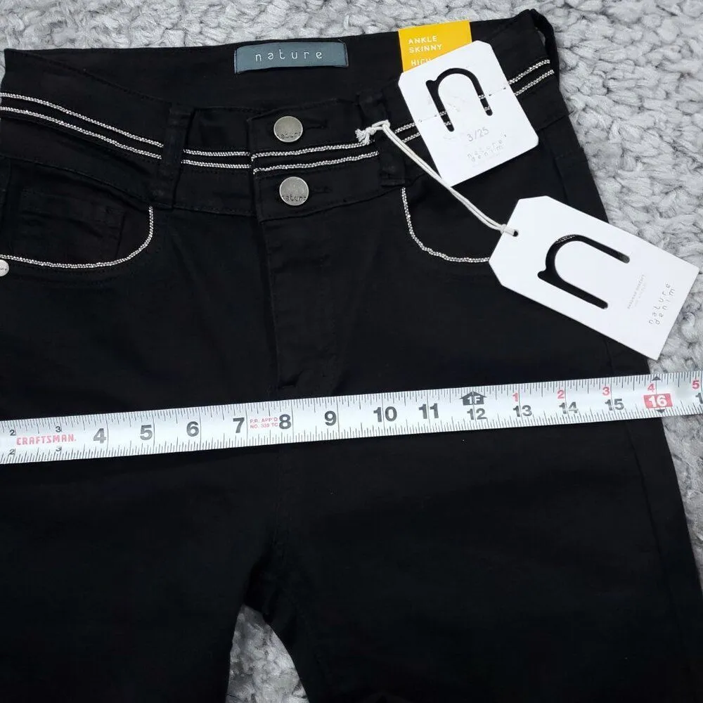 Nature Denim Kancan Ankle Skinny High Rise Jeans Chain Black Size 3 25 Stretch - Image 10