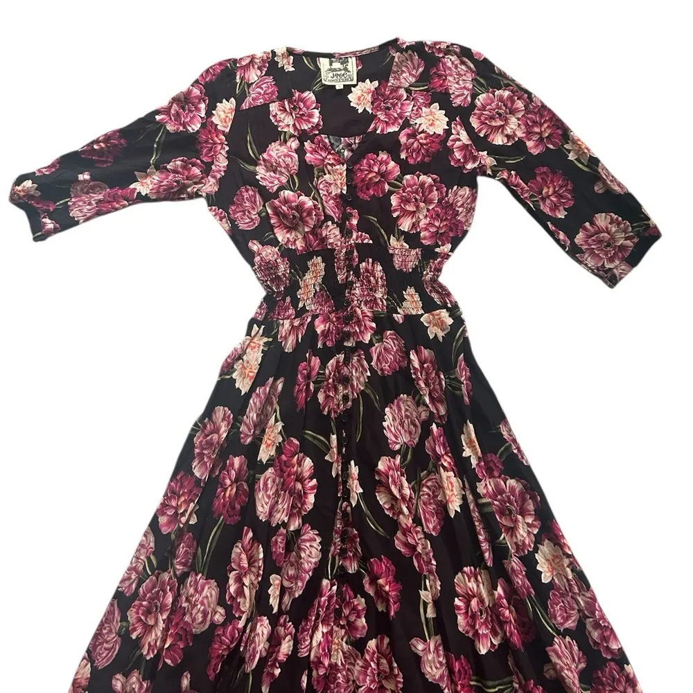 Jaase Indiana Floral Button Bodice Split Front Maxi Dress S Boho Gypsy Indie - Image 3