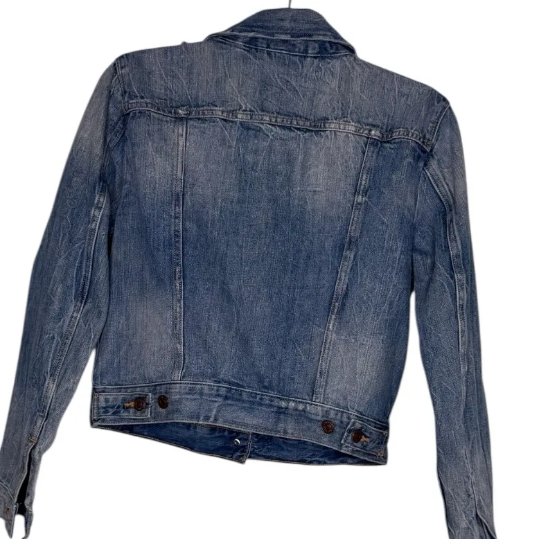 Classic Levi's Distressed Denim Trucker Jacket Size Large - Image 4