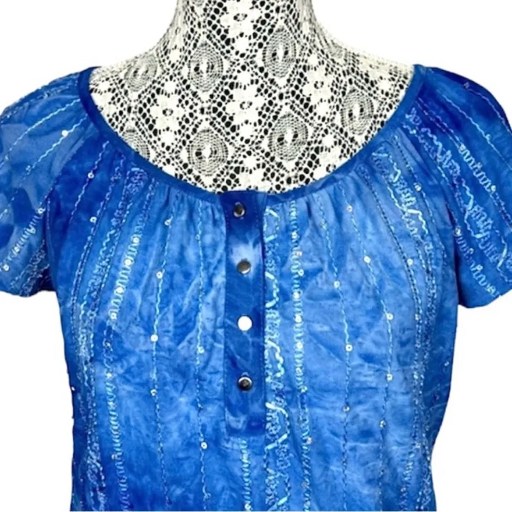 Sami & Jo sequined blouse cobalt blue. Size Small Petite. - Image 4