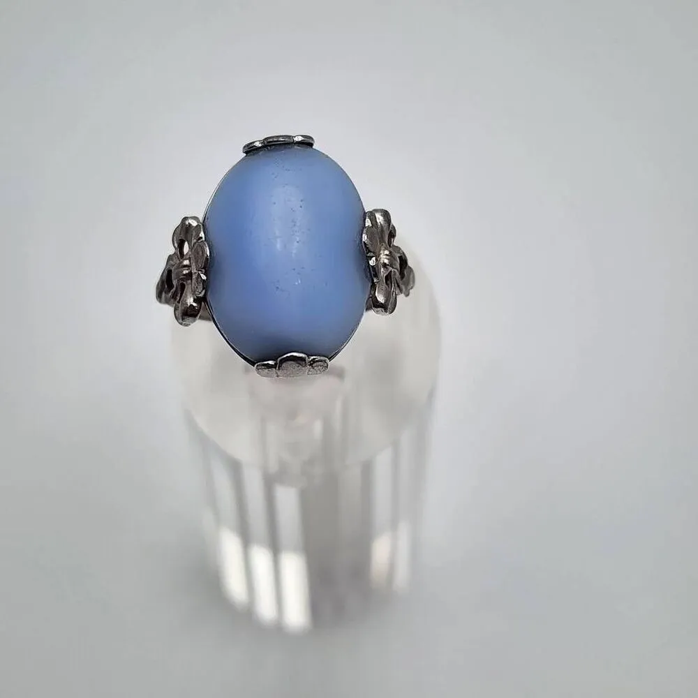 Vintage Avon Silver Tone & Blue Ring (7) Silver - Image 2