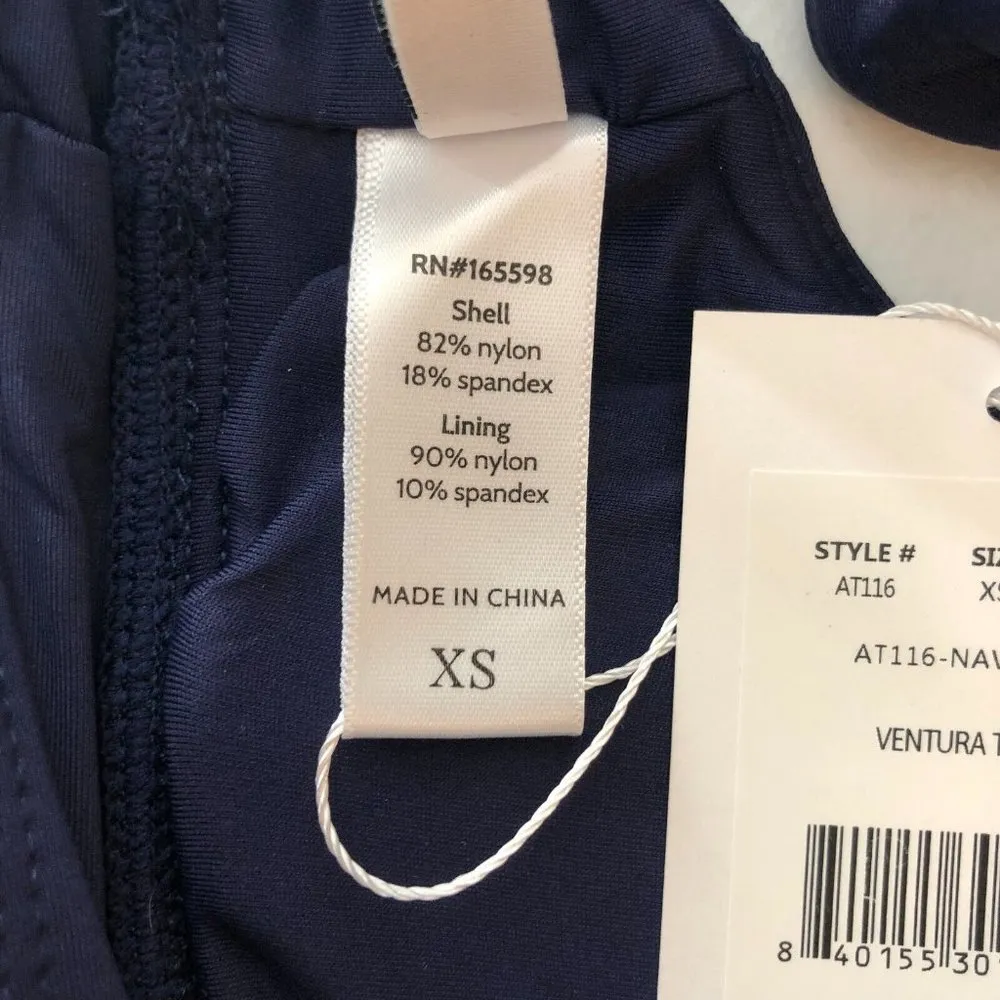 Andie Swim Ventura Bikini Top Scoop Neck Removable Cups Navy Blue XS - Image 6