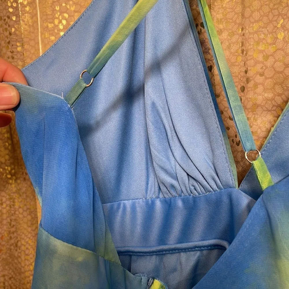 Luxxel blue green tie dye watercolor maxi dress, NWT - Image 7