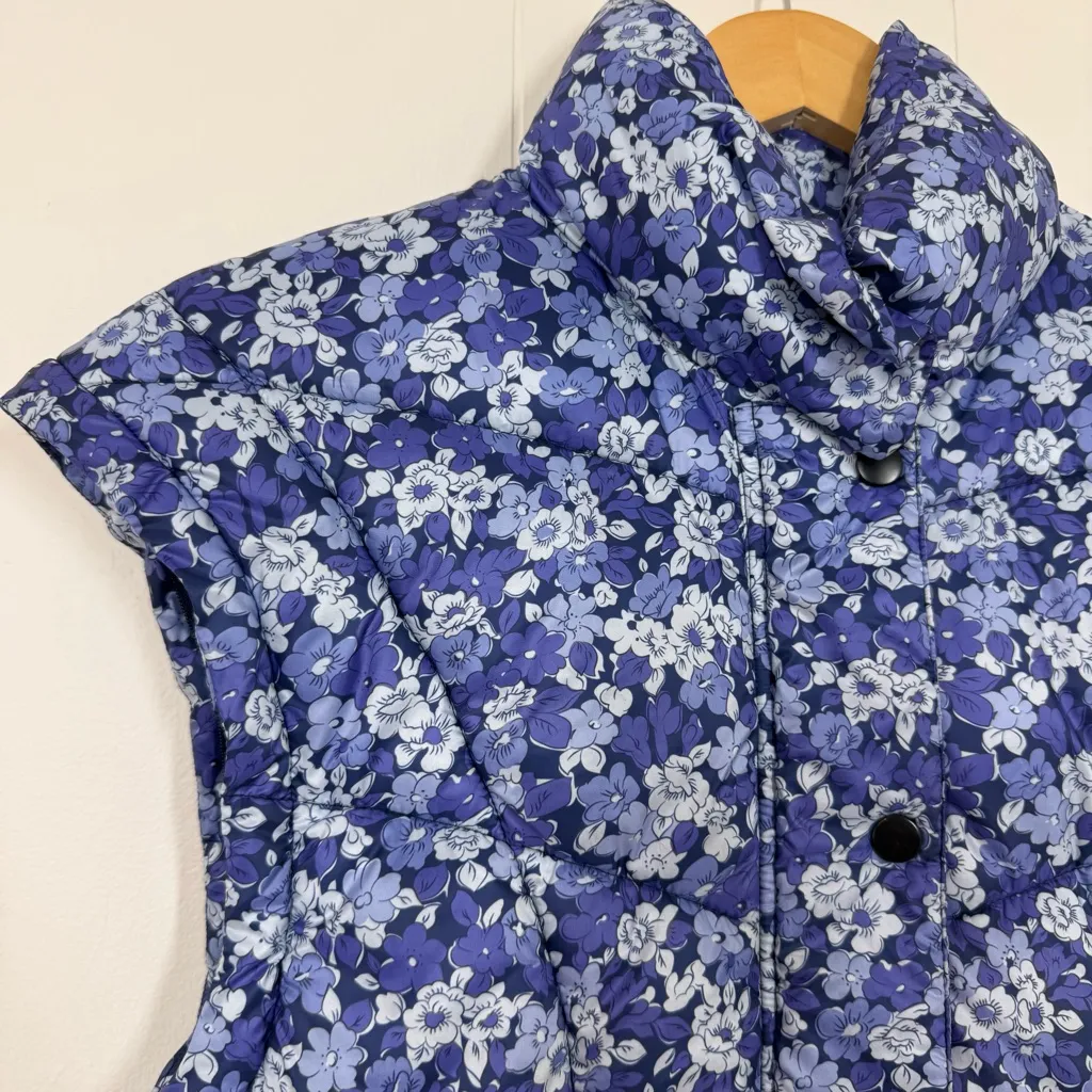 Les Coyotes De Paris Purple Floral Puffer Vest Size 10 - Image 4