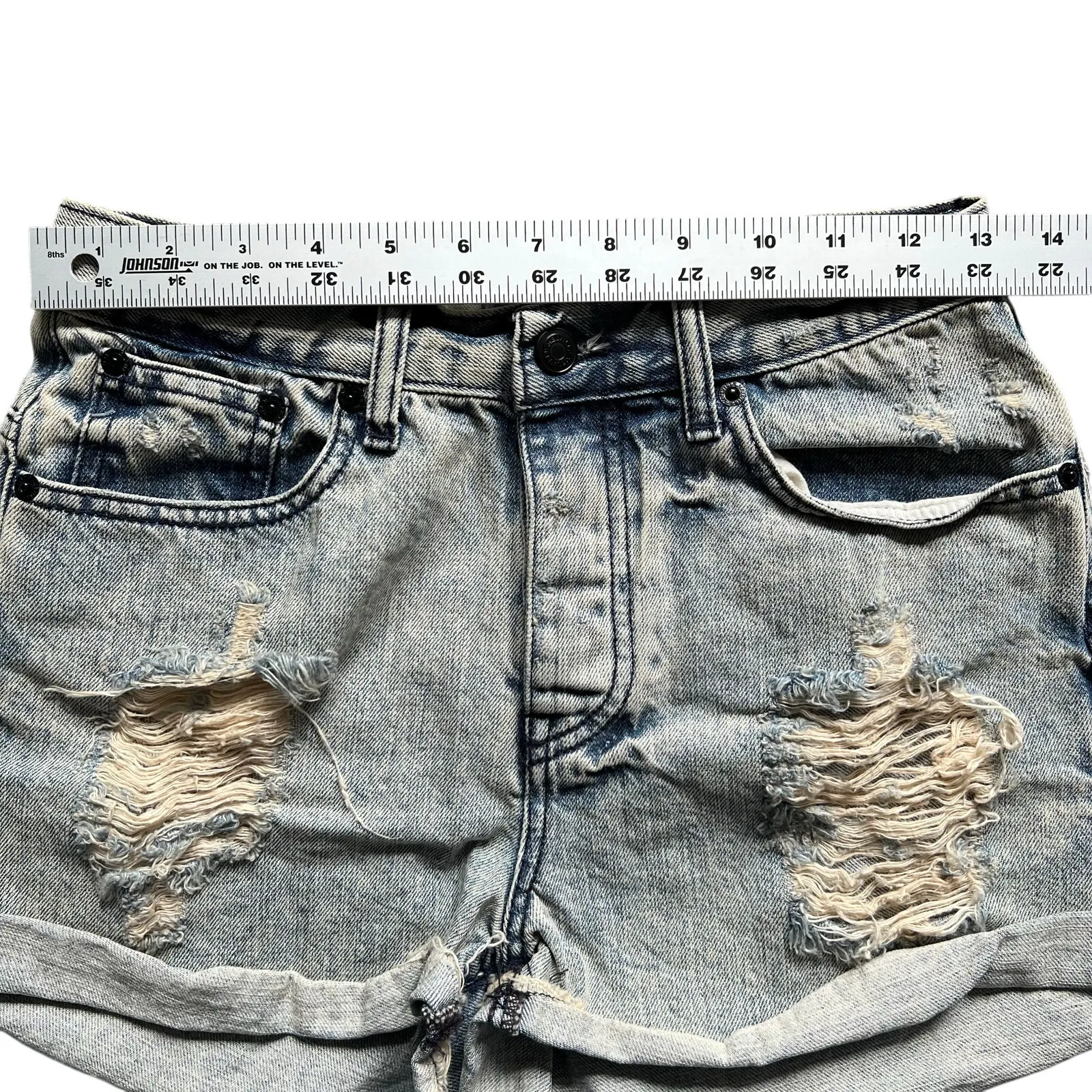 Brandy Melville  Jean Shorts Cut Off Distressed Cuffed Size 40 US 26 - Image 11