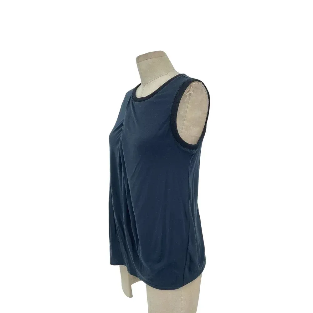 Helmut Lang Celeste Drape Front Shell Tank Top Blue / Black Size‎ Small - Image 4
