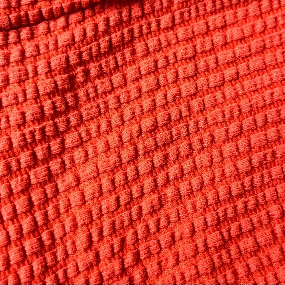 Ann Taylor LOFT Seersucker Tie Front Square Neck Puff Sleeve Top Orange XS - Image 11