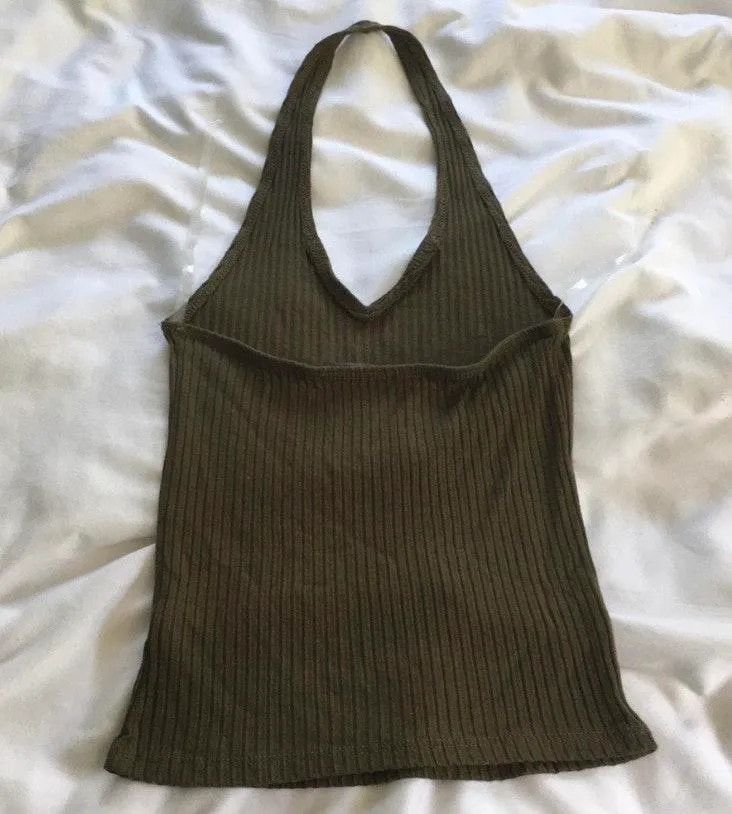 Popular Basics olive green crop top - Image 3