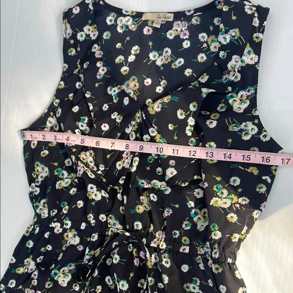 BeBop Black Floral Dress Decorative Sailor Bib Drawstring Waist Pockets Large - Image 13