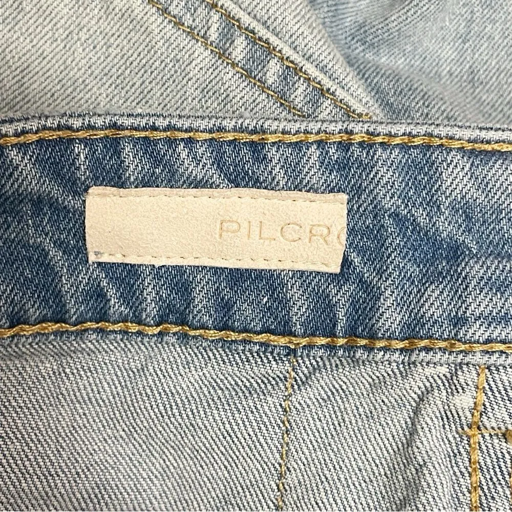 Anthropologie Pilcro High Rise Patchwork Bermuda Shorts Size 28 Light Wash Jorts - Image 9