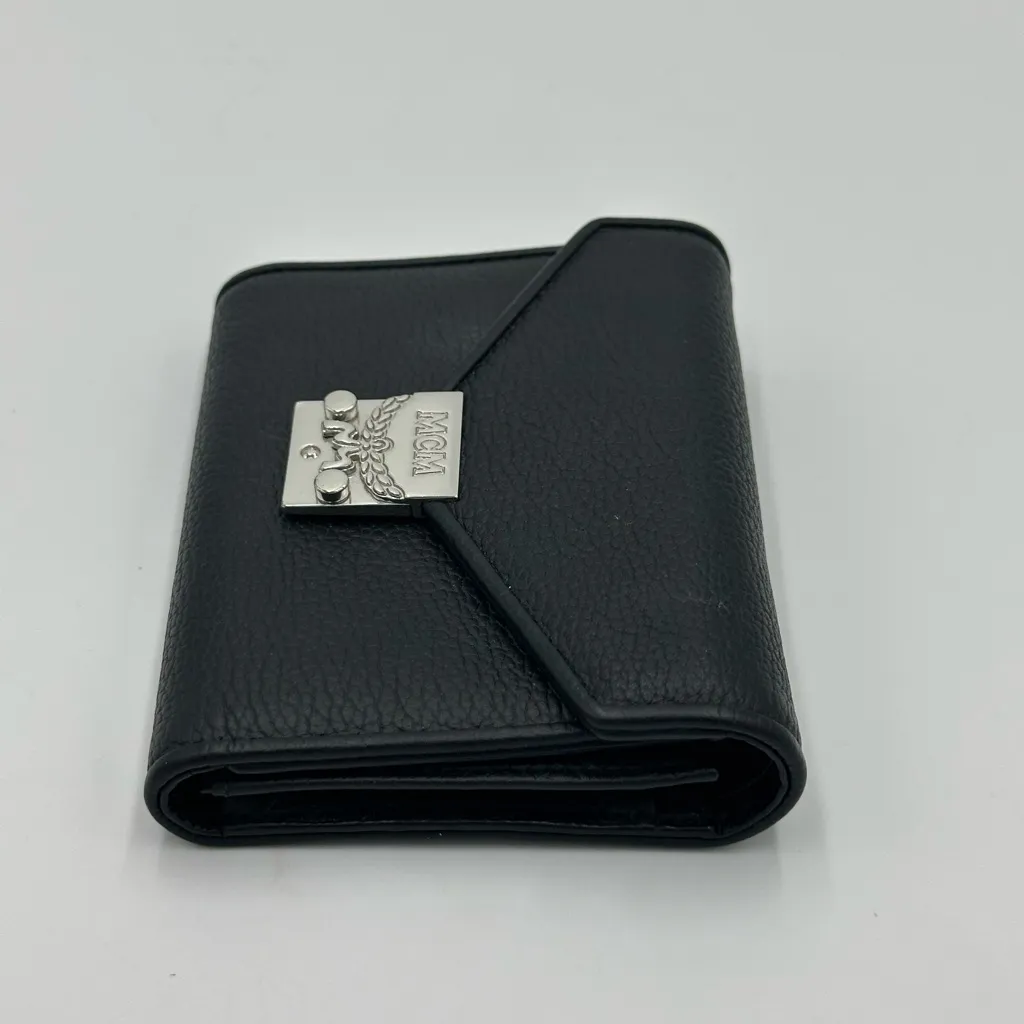 MCM Black 
Leather Continental Wallet - Image 4