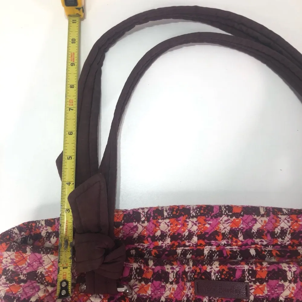 Vera Bradley Hadley Tote Purse Bag Pink Plaid Picnic Boho Art VBL16 Tweed - Image 10