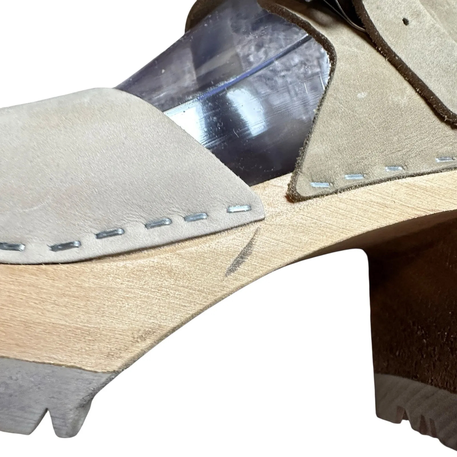 Free People x MIA Abba Clog Ivory Leather Swedish Wooden Platform EU 37 US 6.5-7 - Image 12