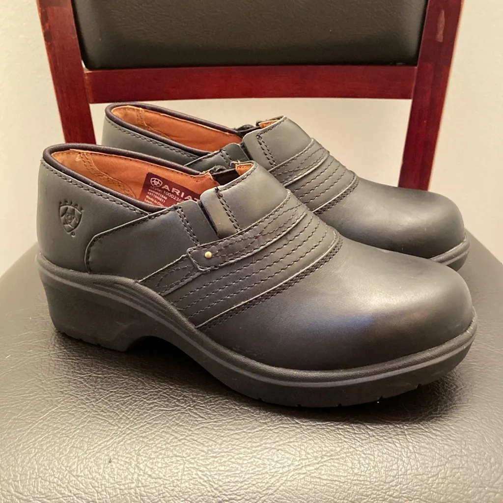 Ariat Work Steel Toe Safety Clog Women’s 6.5B Black Leather Slip Oil Resistant - Image 3