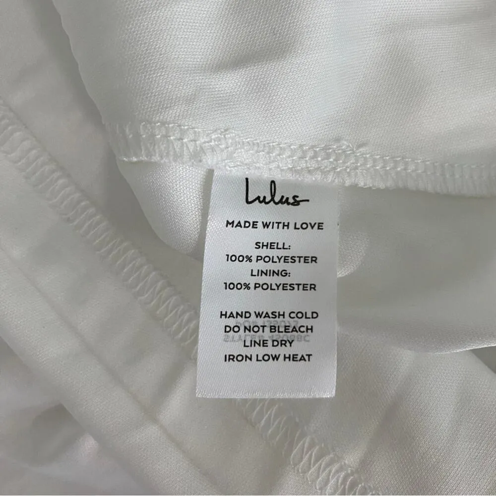 Lulus Flutter of My Heart White Swiss Dot Ruffle Tie-Back Short Mini Dress Large - Image 14