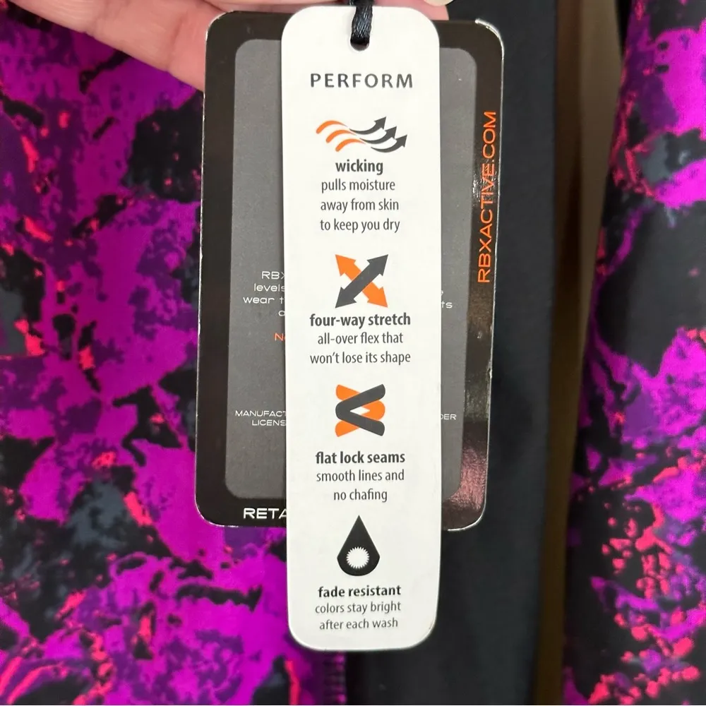 RBX Black & Purple Abstract Floral 1/2 Zip Athletic Pullover M Size M - Image 8