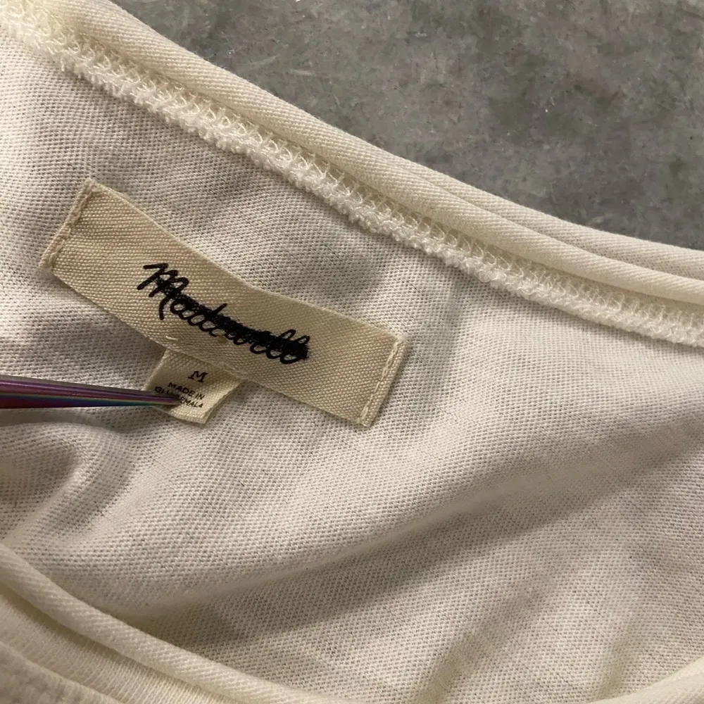 NWOT Madewell Size M Cream Short Sleeve Crew Split Hem Pocket Tee Shirt - Image 12
