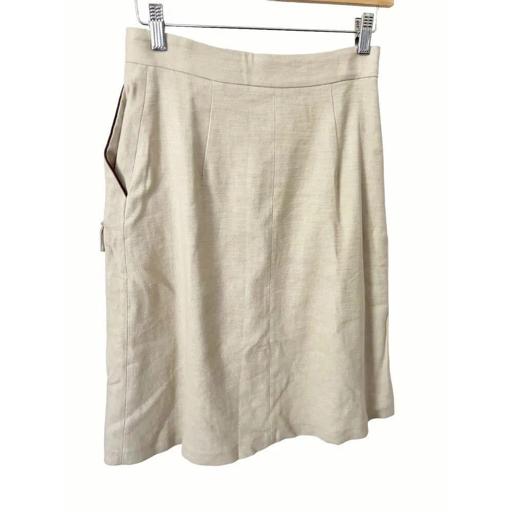 Eleventy Platinum Beige Linen Pleated Knee Length A - Image 10