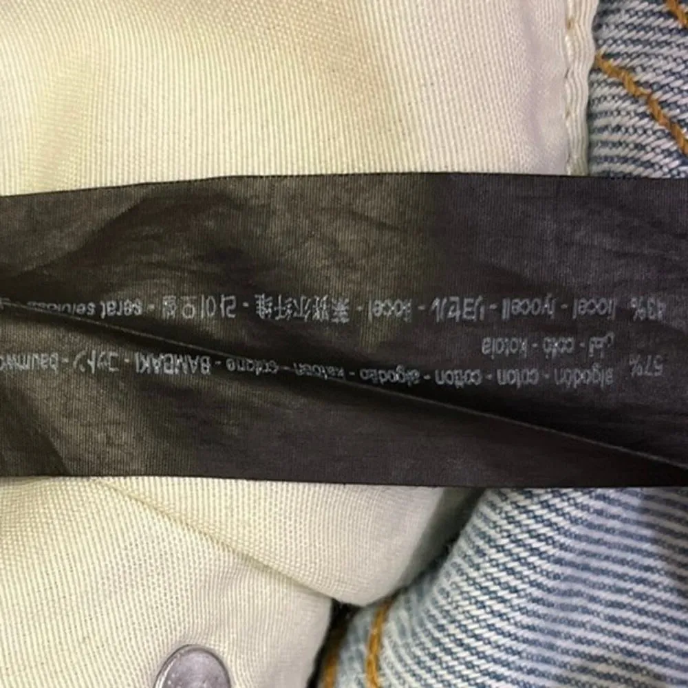 Zara Blue Denim High Rise Distressed Ripped Raw Hem Straight Leg Mom Jeans Sz 4 - Image 5