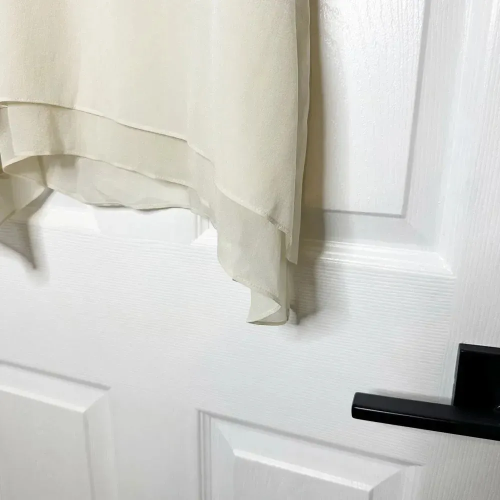 EILEEN FISHER Ivory 100% Silk Sleeveless‎ Blouse Asymmetrical Tiered Hem Size PP - Image 3