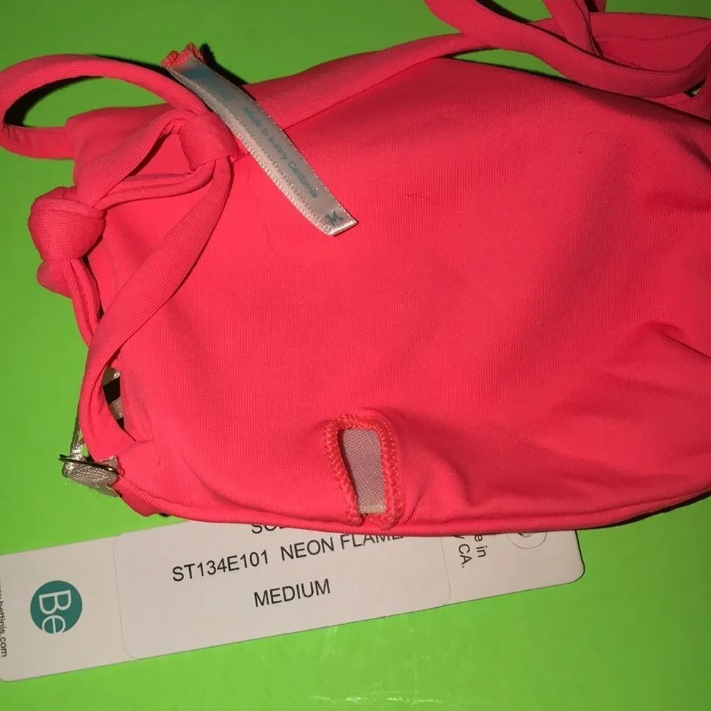Bettinis Solids Bandeau Bikini Top Neon Flame nwt‎ - Image 5