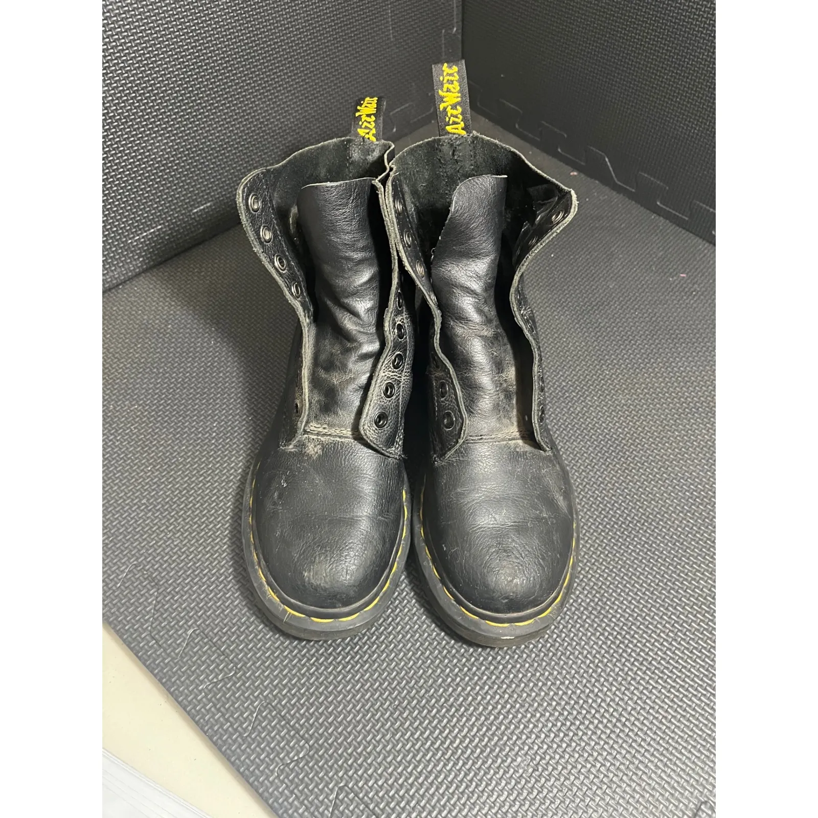 Dr Martens Pascal Black Leather Lace Up Combat Boots Women 7 Grunge Emo Rave - Image 2