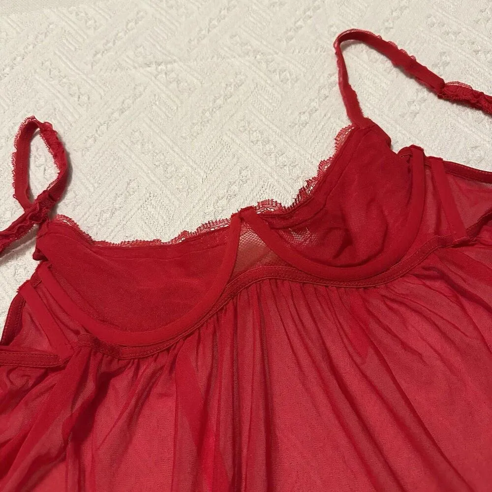 Victoria’s Secret Sexy Little Things Red Lingerie Babydoll Cami Top Sz 36B - Image 11