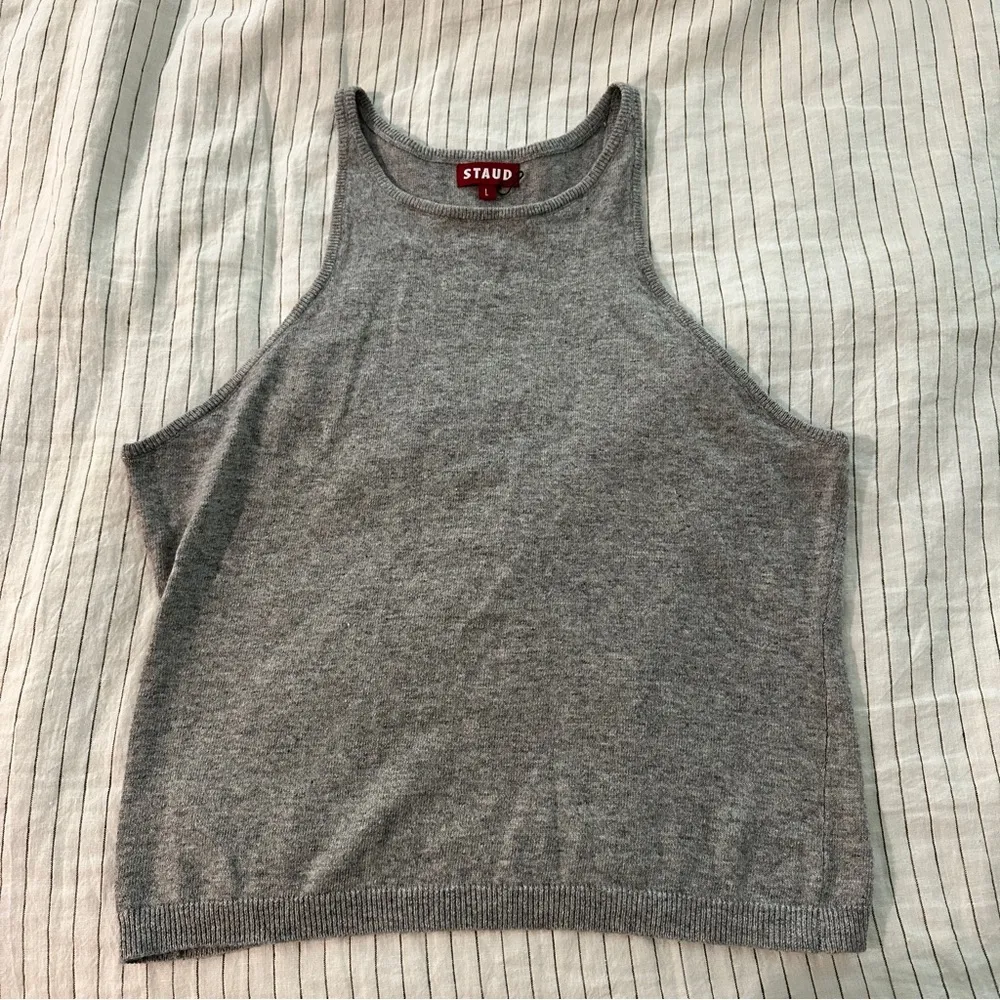 Staud Women’s Heather Gray Ayana Ribbed Knit Tank Top - Image 6