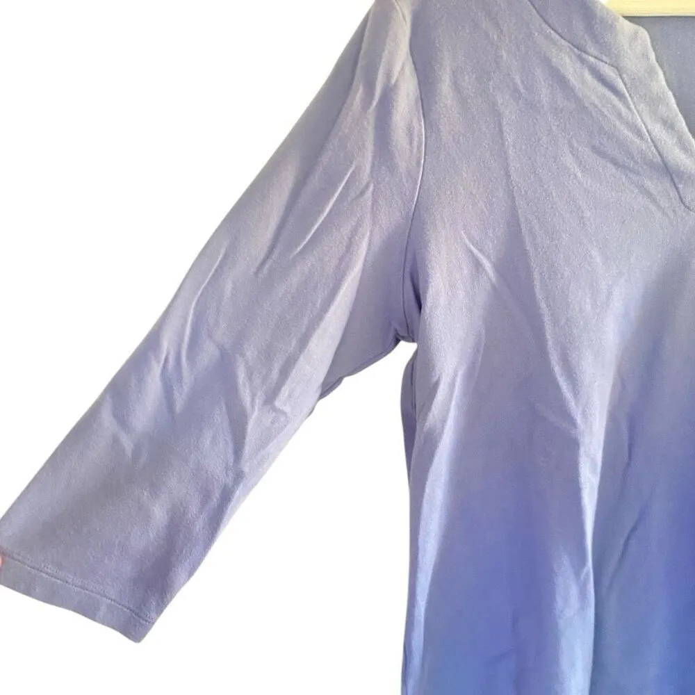 Orvis 3/4 sleeve prima cotton light blue vneck  medium - Image 2