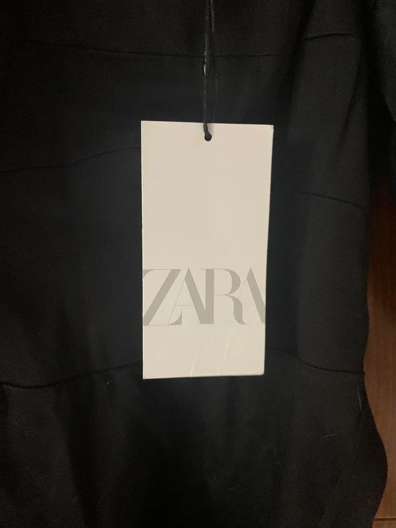 ZARA Puff Sleeve Black Dress - Image 5