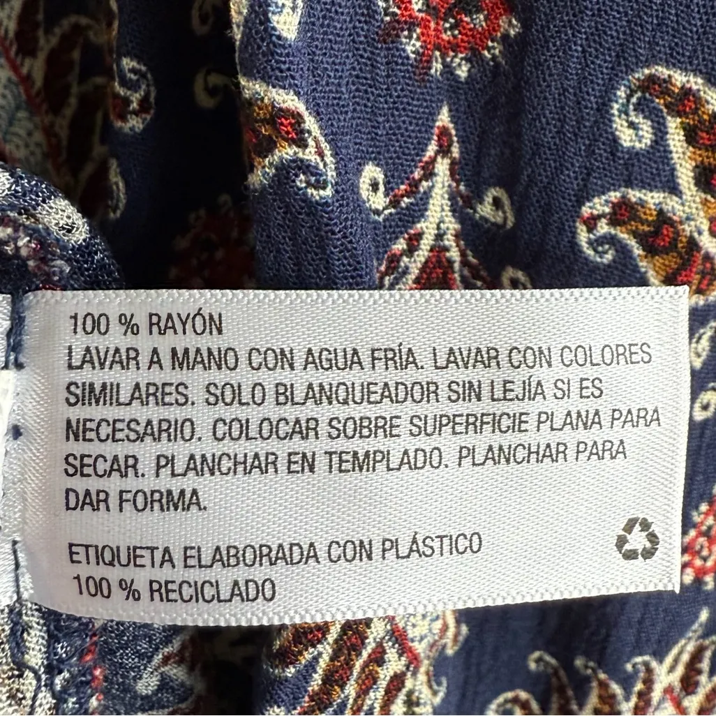 Women’s XL Paisley Tunic Top Longline Button Down Boho Oversized Print Blouse Red - Image 8