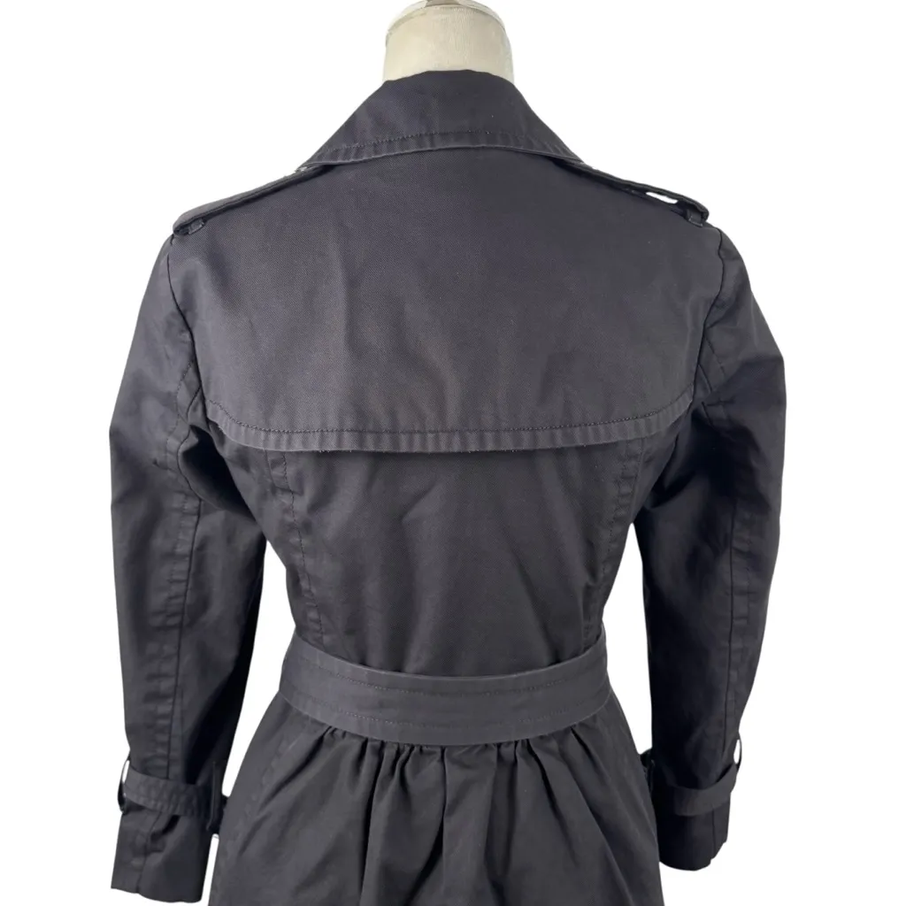 Marc by Marc Jacobs Double Breasted Black Trench Coat Belted Office Work Size M - Image 8