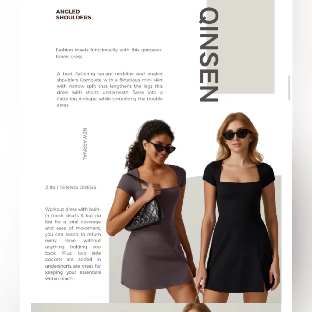 Womens Square Neck Tennis Dress Short Sleeve Built in Shorts nwt navy Small Blue - Image 10