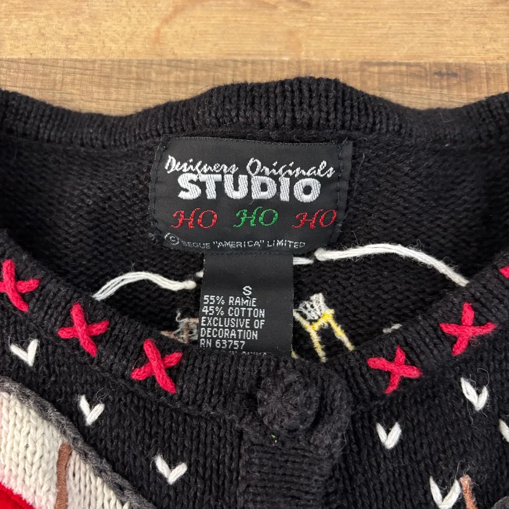 Designers Studio Originals Christmas Winter Sports Sweater Cardigan Ski Hockey Black - Image 3