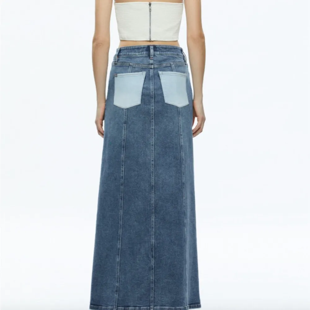 Alice + Olivia Rye Denim Two Tone Maxi Skirt - Image 2