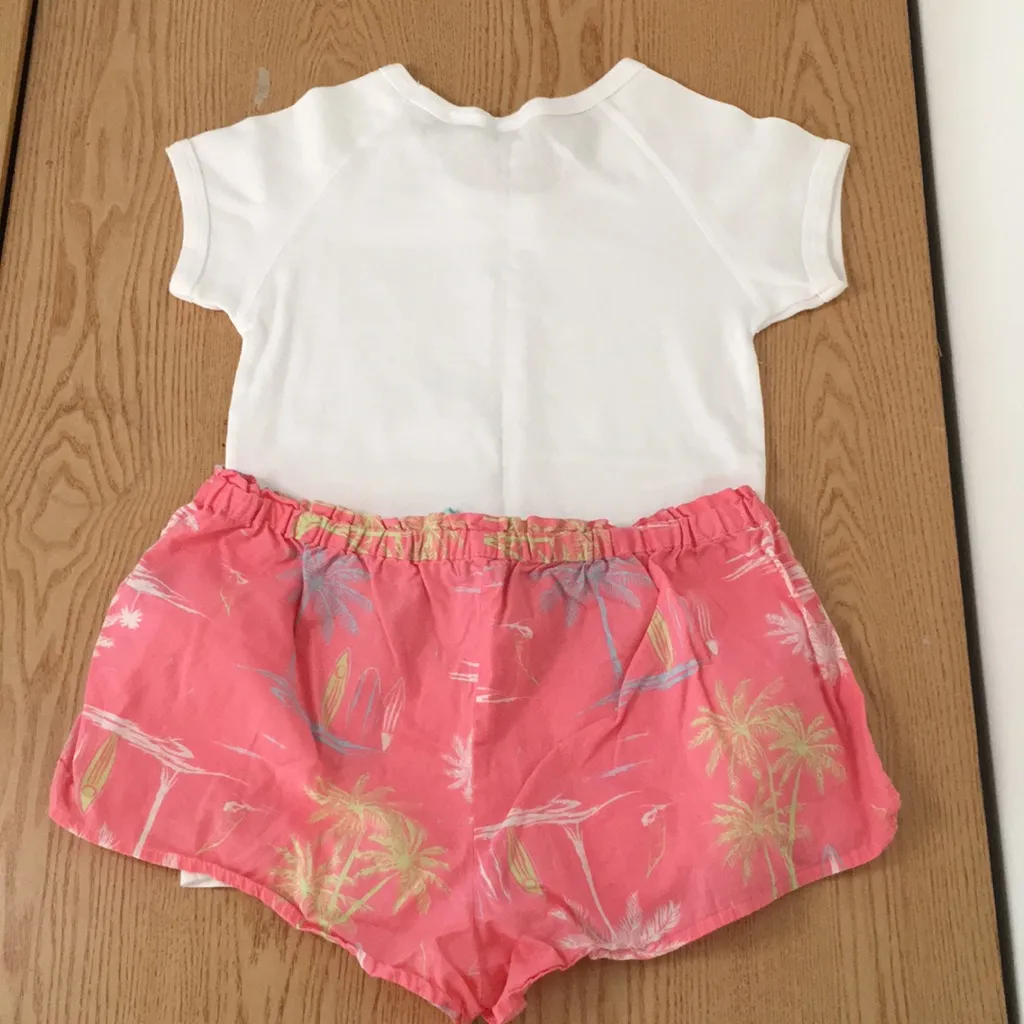 New Womens Palm Tree Print 2Pc Tee & Shorts Pajama Set Cotton Soft Size Small - Image 7