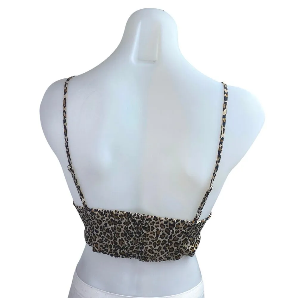 Zara Beige Black Leopard Animal Print Sleeveless Cami Camisole Crop Top Size S - Image 2