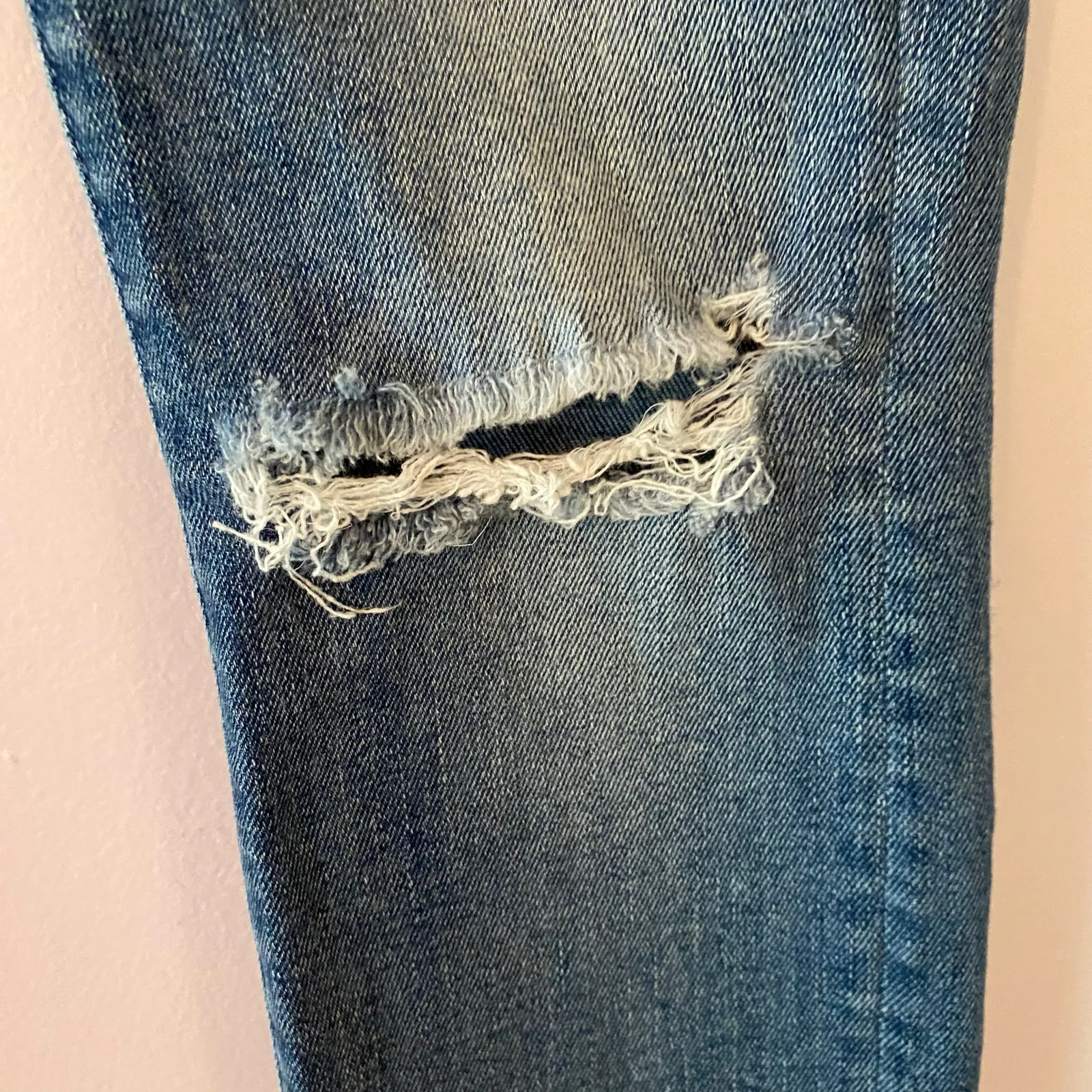 Mother Denim 24 Looker Ankle Fray Loud Is How I Love You Skinny Distressed Jeans Blue - Image 7