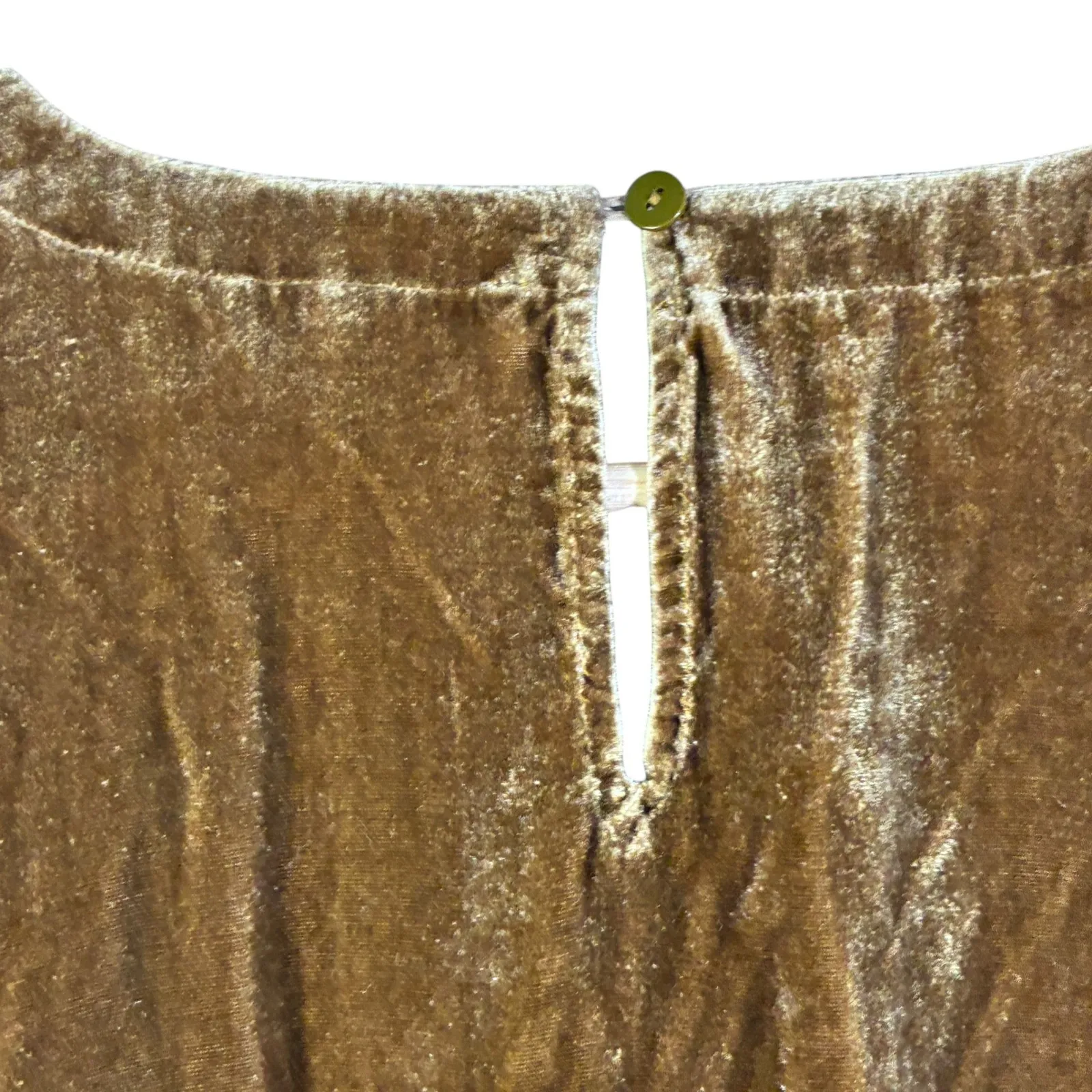 EILEEN FISHER Velvet Long Sleeve Top Gold M Medium Silk Viscose - Image 6