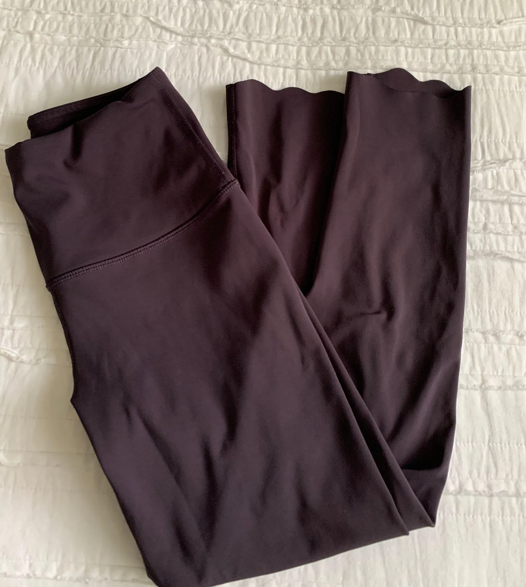 Purple Laser Hem Crop Leggings - Image 5