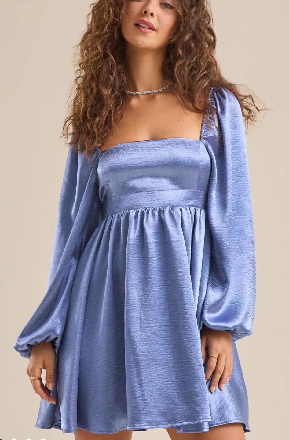 Satin Blue Dress - Image 2