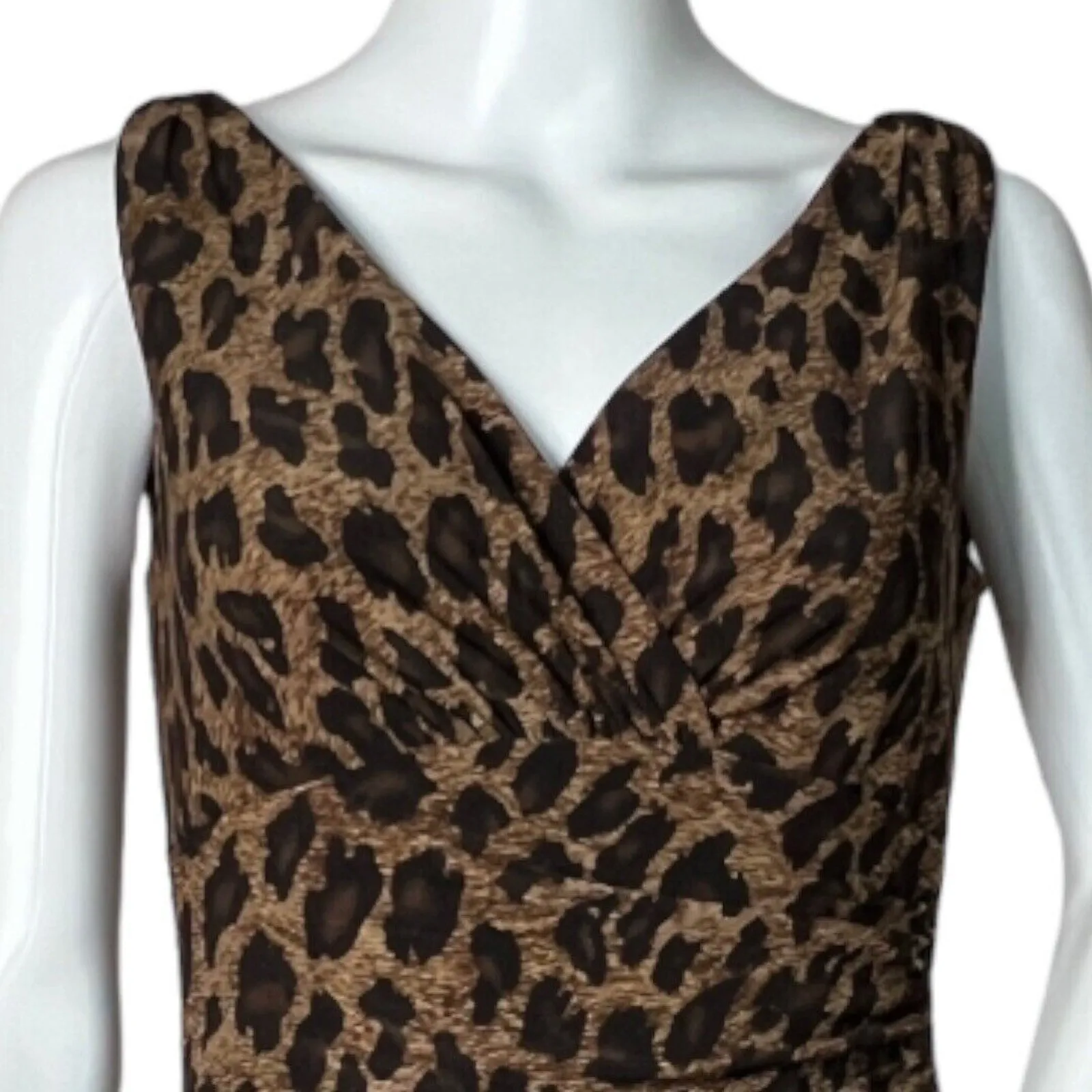 Lauren Ralph‎ Lauren Dress Brown Black Cheetah Print Sheath Chic Edgy Career - Image 4